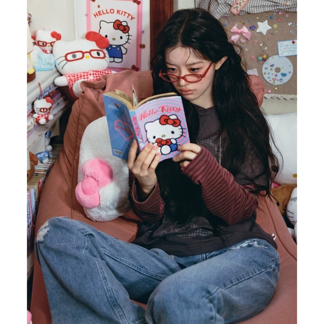 헬로키티 x 에이이에이이 레이어드 후디 퍼플 AE46LWLS004PUR 이미지 2