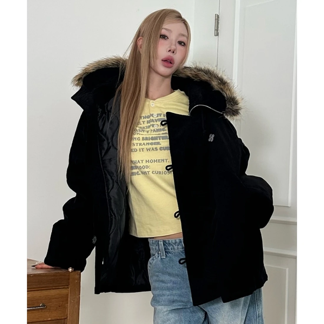 송필드 x 후드후드 아크틱 더블 클로저 코듀로이 N3B 파카 블랙 HDBF03JK04BK 이미지 2