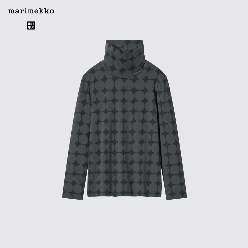 마리메꼬 x 유니클로 히트텍 터틀넥 티셔츠 다크 그레이 키즈 465999-08