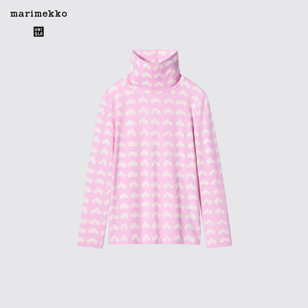 마리메꼬 x 유니클로 히트텍 터틀넥 티셔츠 핑크 키즈 467338-10