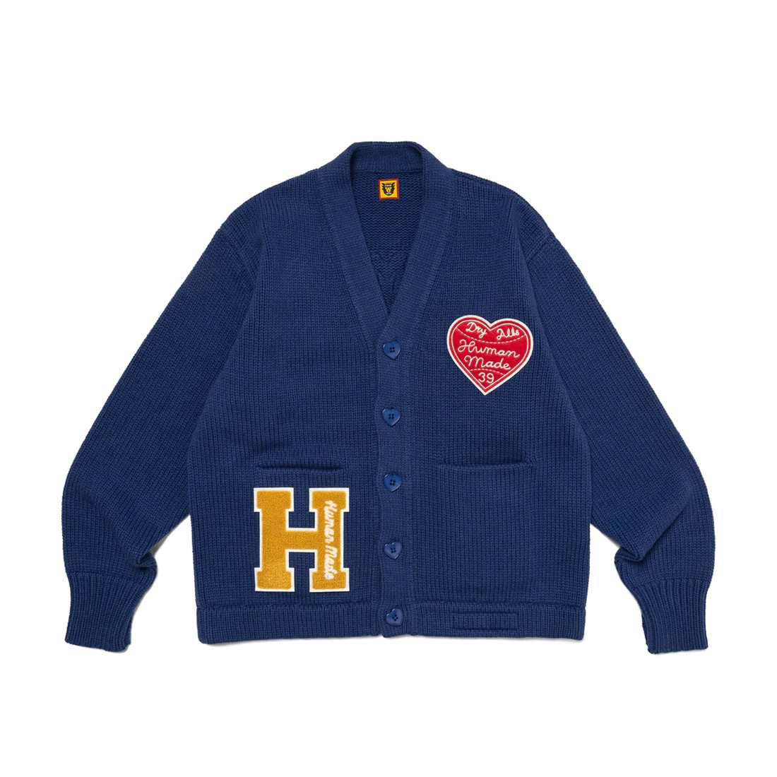 휴먼 메이드 로우 게이지 니트 가디건 블루 HM27CS036-BLUE