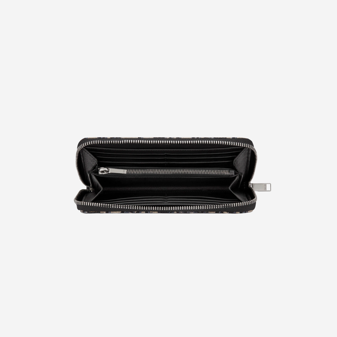 Zipped Long Wallet Beige and Black Dior Oblique Jacquard