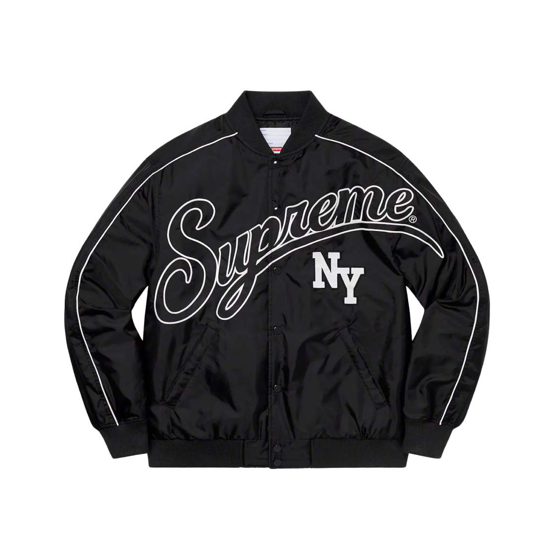 SUPREME] 슈프림 콘트라스트 스크립트 바시티 자켓 블랙 - 20FW 발매