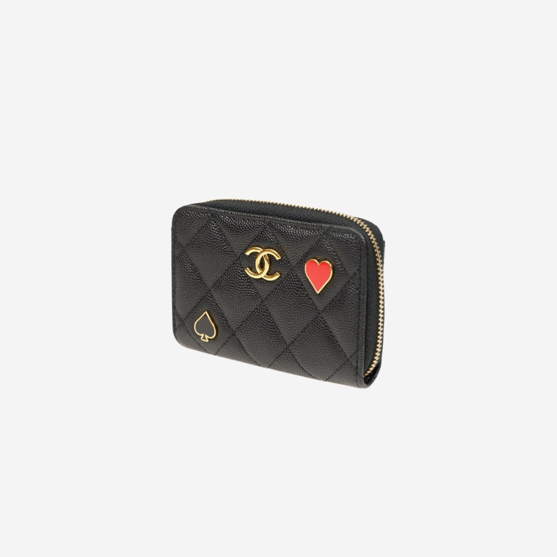 Chanel Zipped Coin Purse AP3082 Black in Grained Calfskin/Enamel