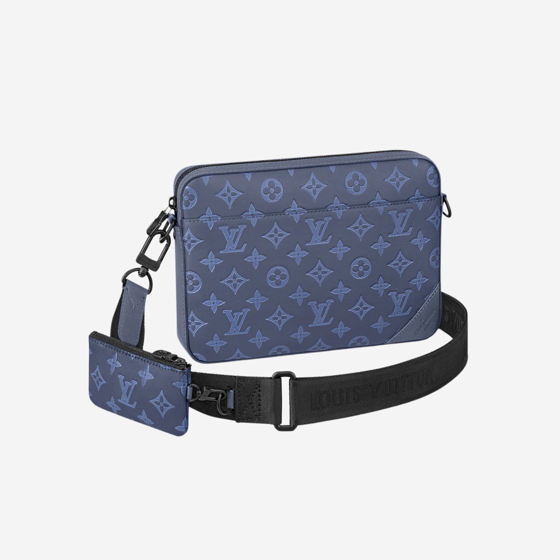 M45730 Louis Vuitton Monogram Shadow Duo Messenger Bag-Navy Blue